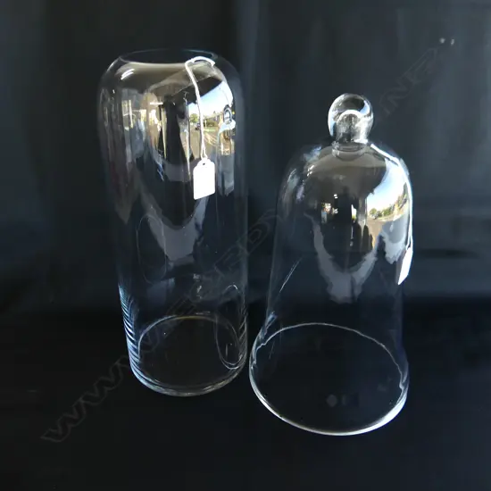2 LG GLASS DOMES; CLOCHE & OTHER H.370mm