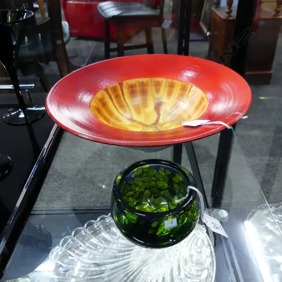 DANNY MOORWOOD - FLAME BOWL DIA 300MM + DE FLUTE ART GLASS BOWL DIA 100MM