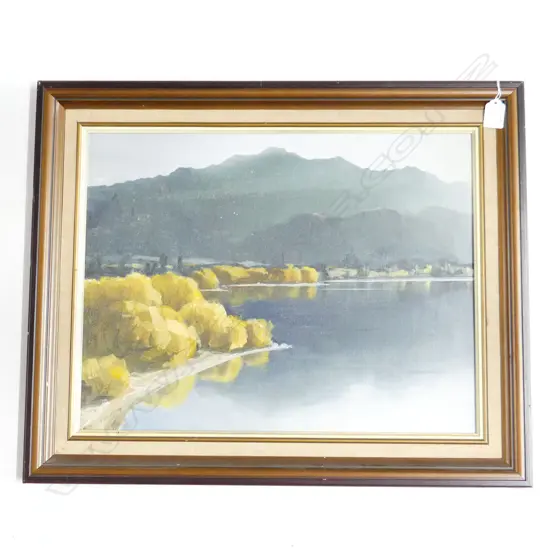 BRIAN BAXTER 'GLENDHU BAY LAKE WANAKA' OIL ON BOARD '78 375x490mm