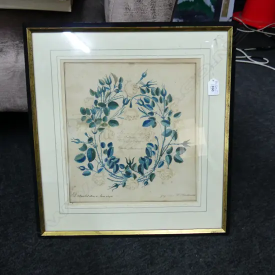 ANTIQUE W/C BY WILHELM BERKEMEIER C.1840 330x300mm