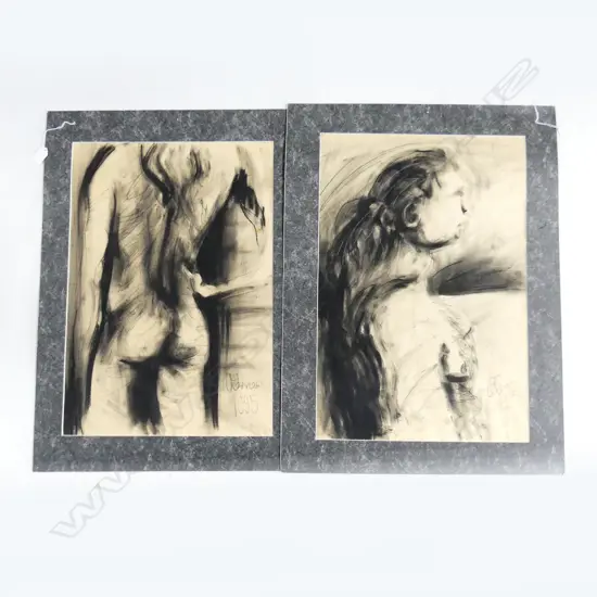 PR SIGNED CHARCOAL SKETCHES PEOPLE STUDIES H740 W540