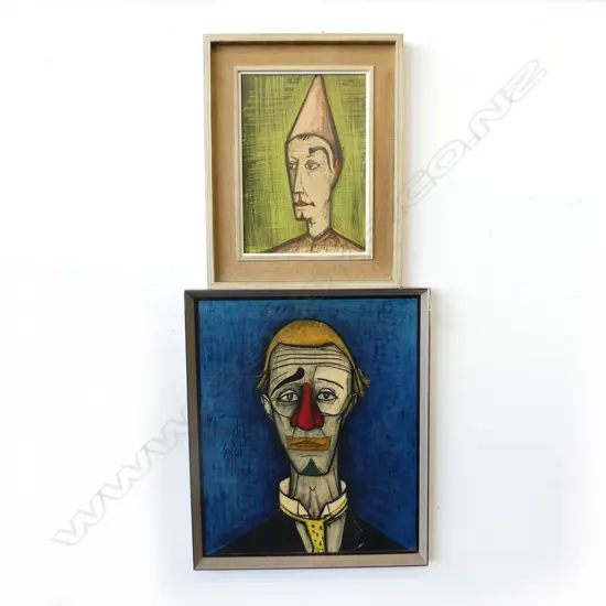 2 BERNARD BUFFET VINTAGE CLOWN PRINTS FROM CIRCUS SERIES 1950s 565x460 / 360x255mm
