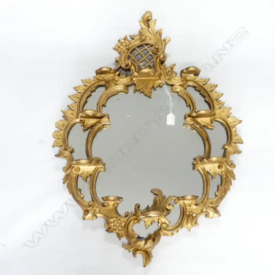 FANCY FRENCH STYLE GILT MIRROR H.800MM W 10 SML SHELVES