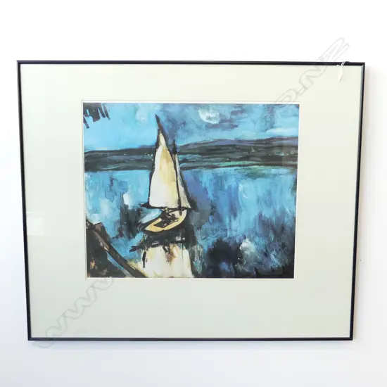 LG PRINT; MAURICE DE VLAMINCK (FRENCH 1876-1958) SAILBOAT AT POISSY 485x575mm