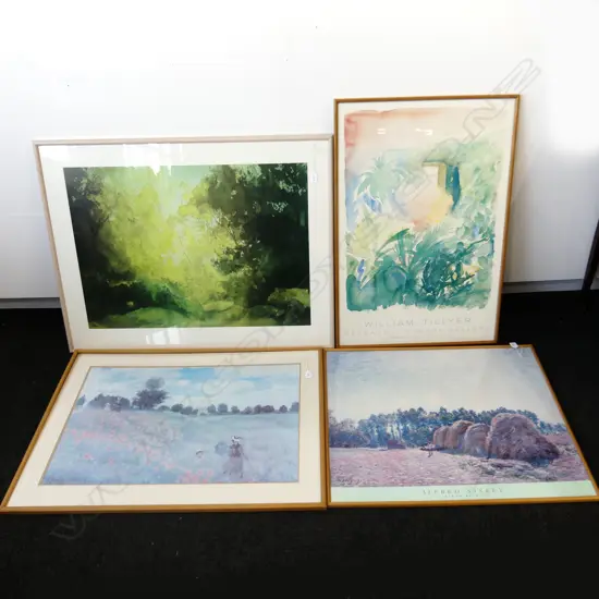 4 LG LANDSCAPE PRINTS; A. SISLEY STRAW RICKS, MONET, WILLIAM TILLYER, JOSEPH PICCILLO 620x860mm
