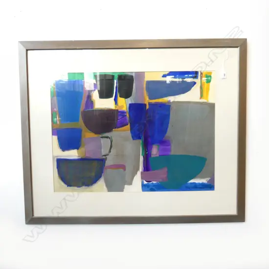 BRIDGET BIDWELL (b.1956) UNTITLED ABSTRACT, ACRYLIC ON PAPER SIGNED & DATED '89  540x730mm