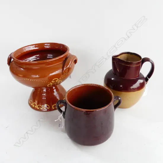 STONEWARE JUG H170 2 POTTERY 2 HANDLED POTS LARGEST H200