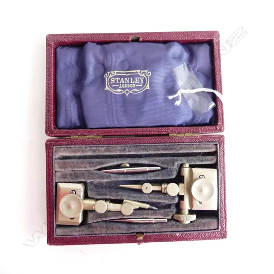 STANLEY LONDON ANTIQUE BEAM COMPASSES FOR SURVEYING IN CASE, L.125MM