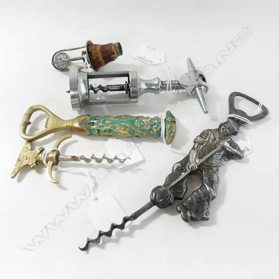 3 VINTAGE CORKSREWS BOTTLE OPENER & STOPPER 