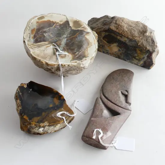 4PCS POLISHED STONE OBJECTS  LARGEST DIA 150MM