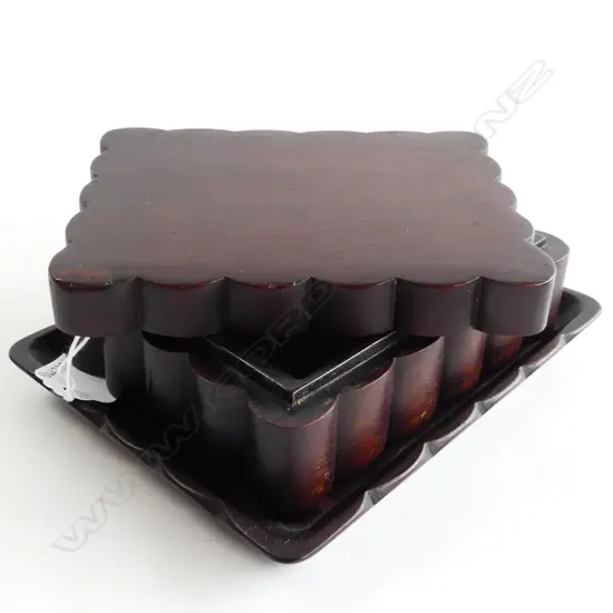 CHINESE HARDWOOD LIDDED BOX ON TRAY L150 W115