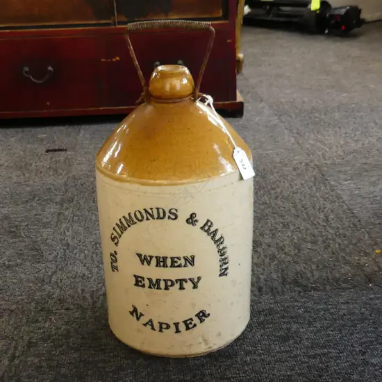 OLD STONE CROCK 'TO. SIMMONDS & BARDEN NAPIER' H.320mm