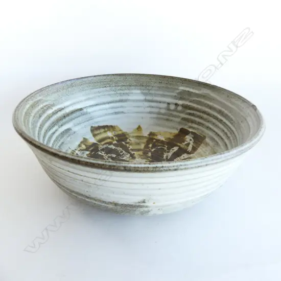 LG STUDIO POTTERY BOWL INITIALLED 'MG' TO BASE 275mm dia