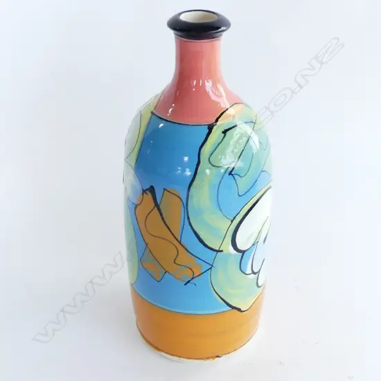 ANDREW VAN DER PUTTEN COLOURFUL POTTERY BOTTLE VASE H.290mm