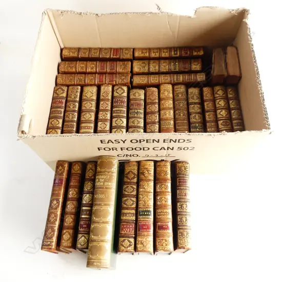 29 ANTIQUE FRENCH BOOKS w. GILDED LEATHER SPINES 