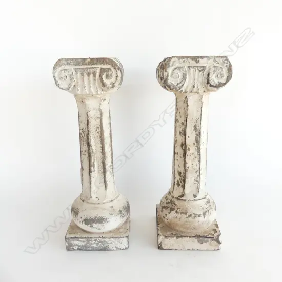 PR CARVED WOODEN COLUMN CANDLESTICKS H.300mm