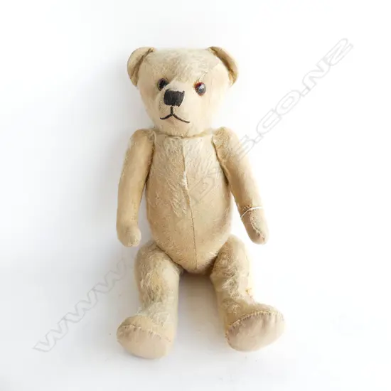 VINTAGE ARTICULATED GLASS EYED TEDDYBEAR L410MM