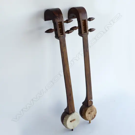 PR WOODEN STRINGED INSTRUMENTS; SUBU LUTES, LISU PEOPLE - MYANMAR L.640mm