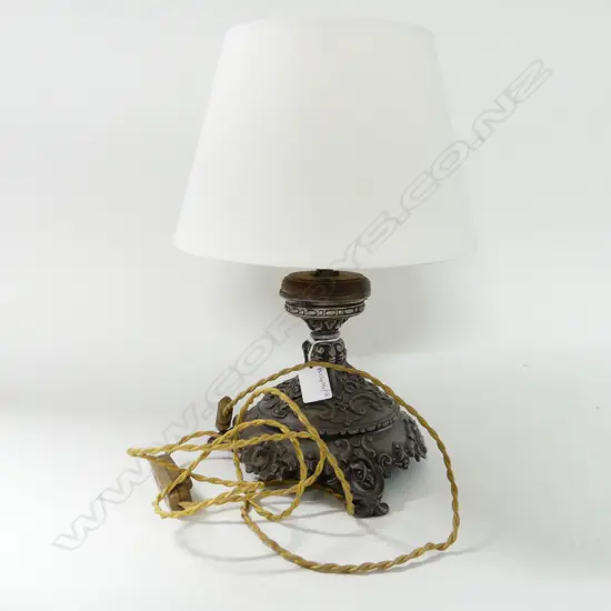 ANTIQUE SILVER PLATE LAMP H.350mm