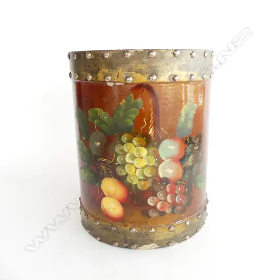 STILL LIFE PAINTED WASTE PAPER BIN H.285mm