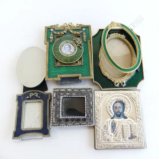 6 SML FANCY FRAMES enamelled etc & 1 ICON SOUVENIR