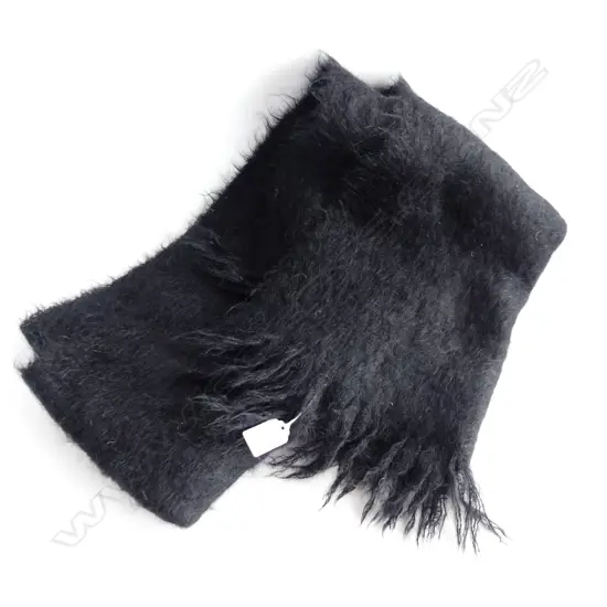 GLENTANA  BLACK MOHAIR WOOL SCARF LABLED SCOTLAND H310