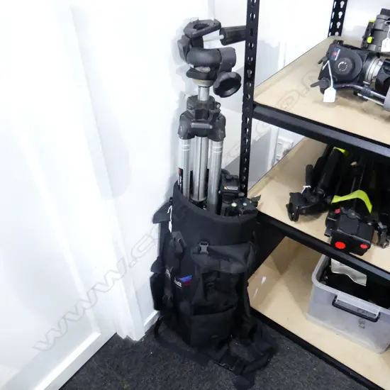 3 MONOPODS (MISSING PLATES) + MANFROTTO 117 TRIPOD W/ OUTPACK BAG