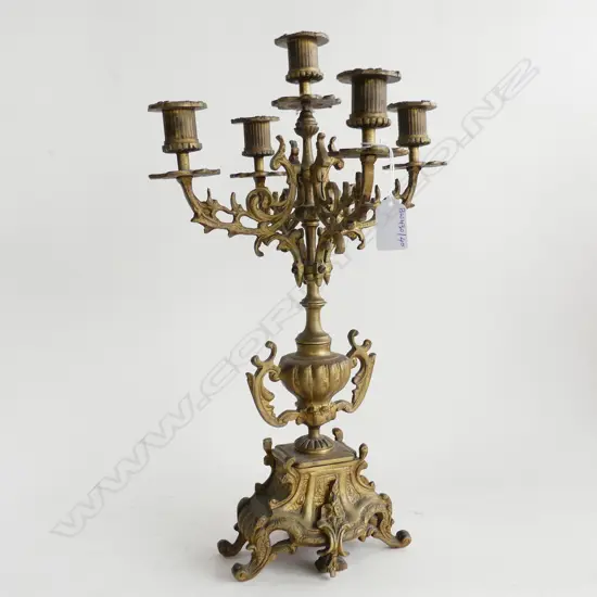 TALL BRASS 5 BRANCH CANDLABRA H450MM