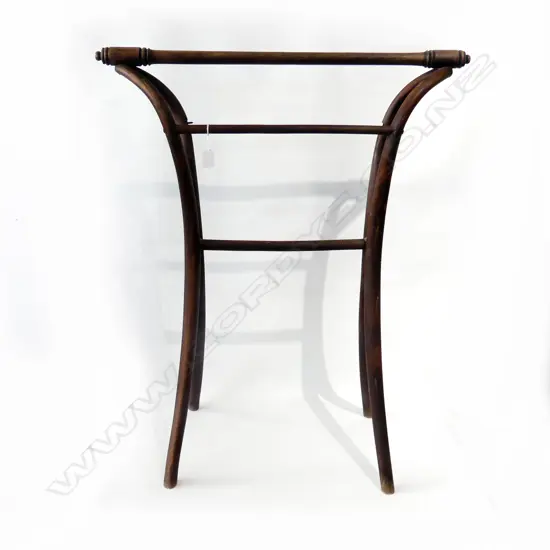 OLD BEECH TOWEL RAIL, WITH TURNED TOP RAIL NB: ONE STRETCHER MISSING. H.910mm L. 730mm