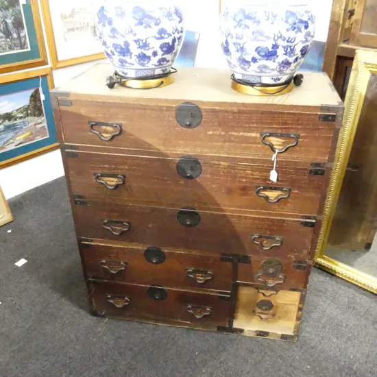 OLD JAPANESE TANSU CHEST 8 DRAWER 890 x 400 x 1010mm