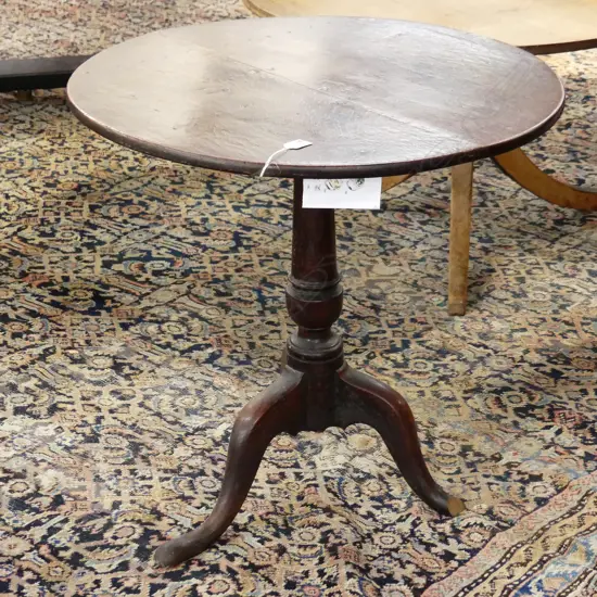 GEORGE III OAK CIRCULAR WINE TABLE 1 FOOT MISSING Dia.700mm