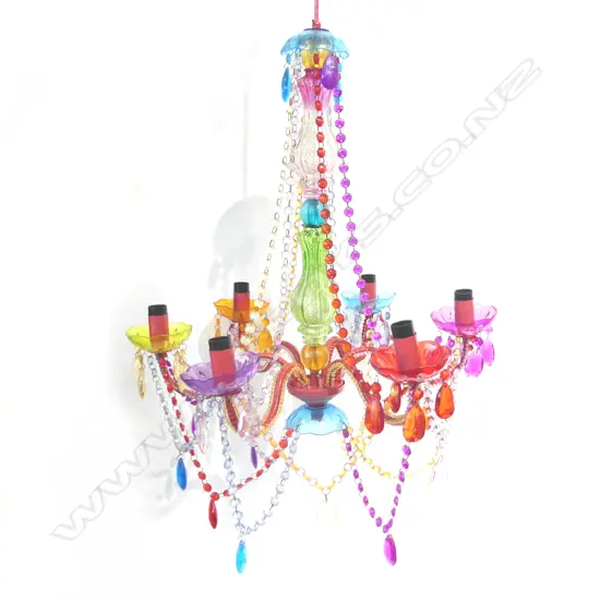 COLOURFUL PLASTIC MURANO STYLE 6 LIGHT CHANDELIER H.550mm