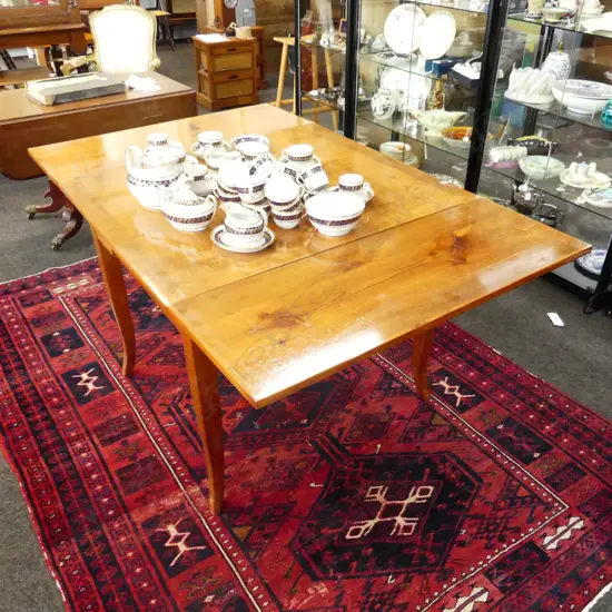 c.1900 BEIDERMIER EXOTIC PALE WOOD EXT DINING TABLE & 3 CHAIRS L UNEXTENDED  980 MM