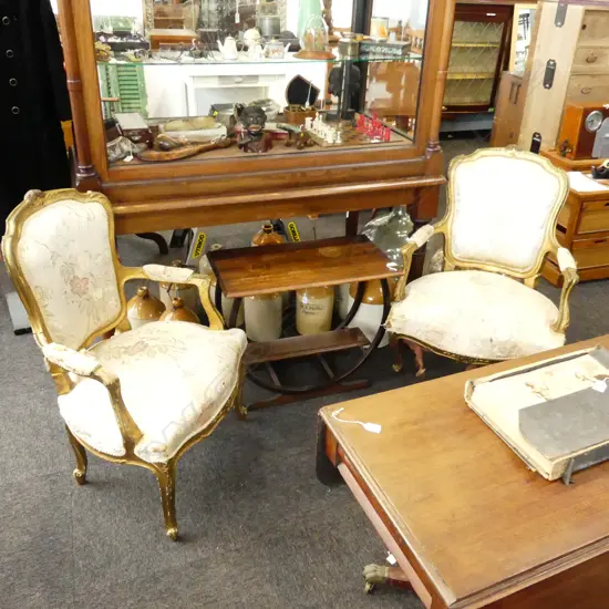 PR EARLY 20THC GILDED FRENCH STYLE CHAIRS (LEGS AND ARMS FAULTED)