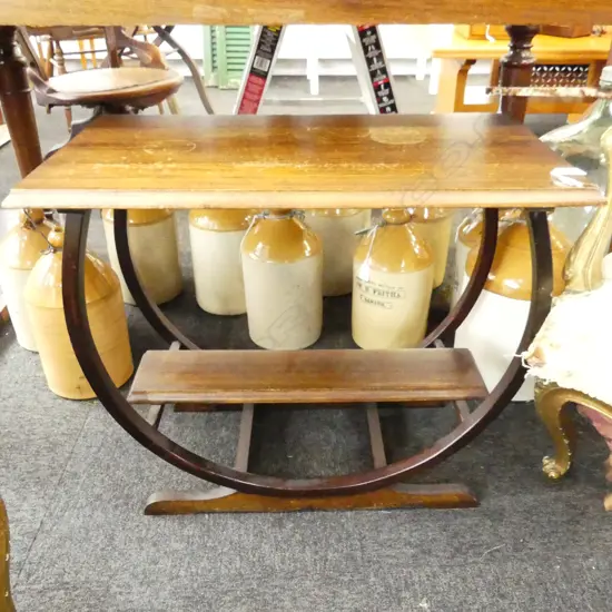 OAK DECO SIDE TABLE CIRCULAR SUPPORTS