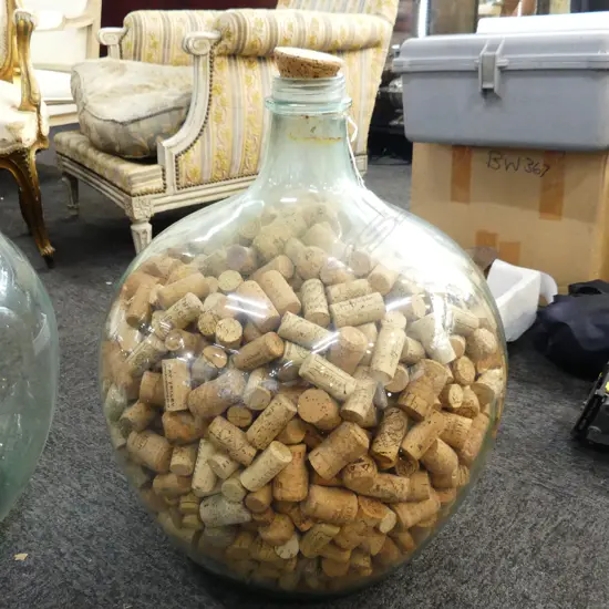 LG VINTAGE CARBOY FULL OF WINE CORKS H.550mm
