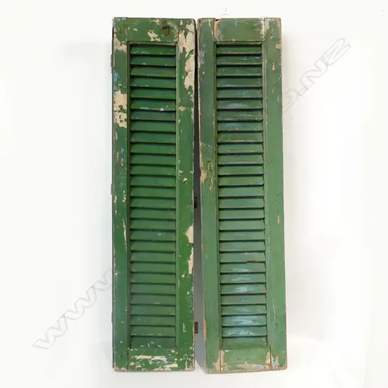 PAIR OF OLD PAINTED FRENCH SHUTTERS 1135x270x45mm