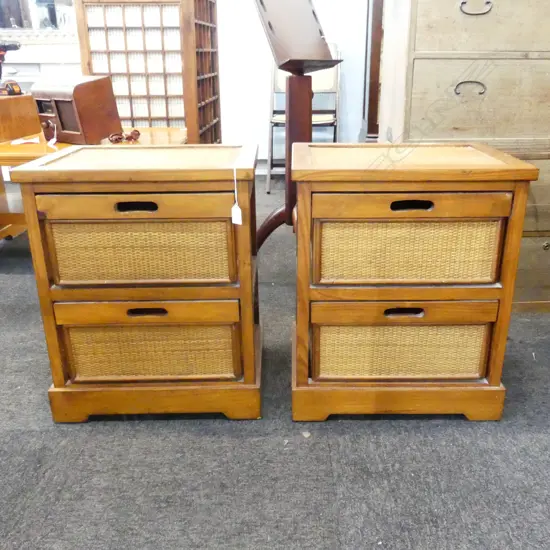 PR PINE & CANE BEDSIDE CABINETS H550MM