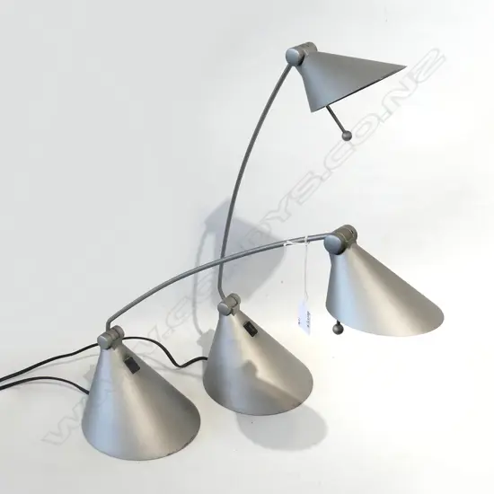 2 GREY METAL BEDSIDE LAMPS