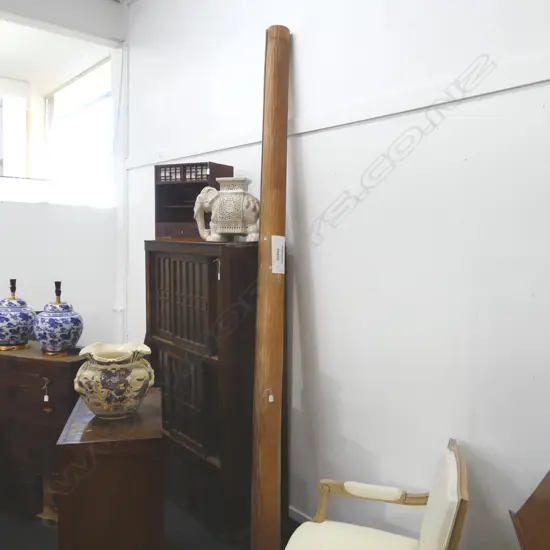 An old Japanese cedar wood tokobashira post from a traditional tea ceremony room,