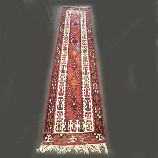 HAND WOVEN LONG KELIM RUNNER RUG geometric 5300 x 700mm