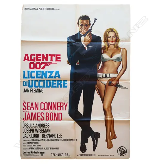 LG RARE 1971 ITALIAN JAMES BOND/SEAN CONNERY 'DR NO' POSTER, 1400 x 1000mm
