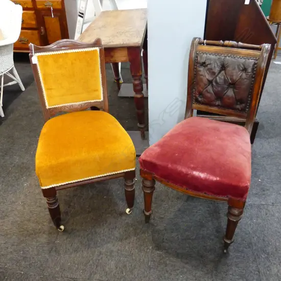 2 UPHOLSTERED EARLY 20thC DINING CHAIRS