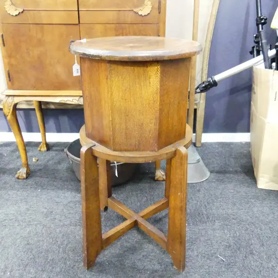 OAK DECO LIDDED PLANTER BOX / SIDE TABLE H.730mm