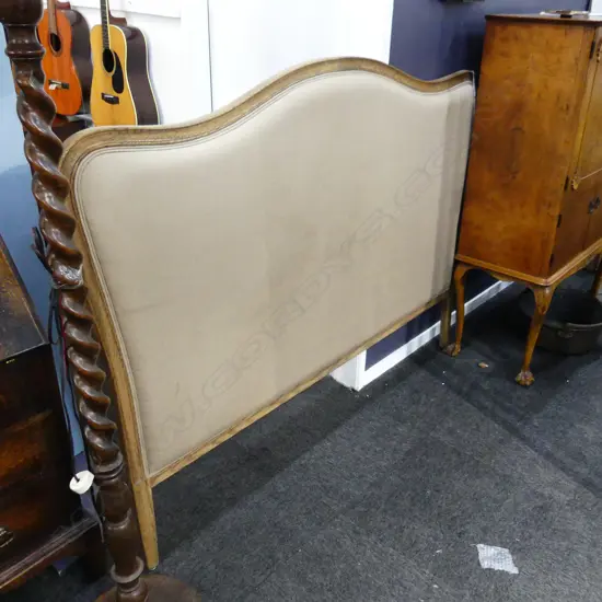 LINEN UPHOLSTERED BED HEAD; WOODEN FRENCH STYLE FRAME 1700x1270mm