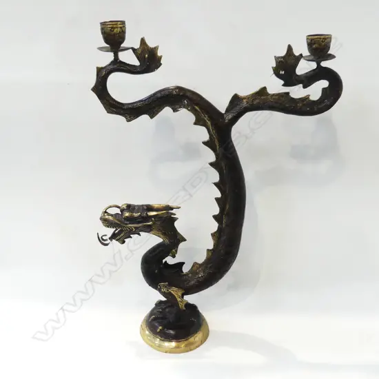 BRONZE DRAGON CANDLESTICK H.590mm