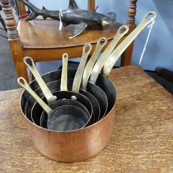 FRENCH COPPER POTS X 7