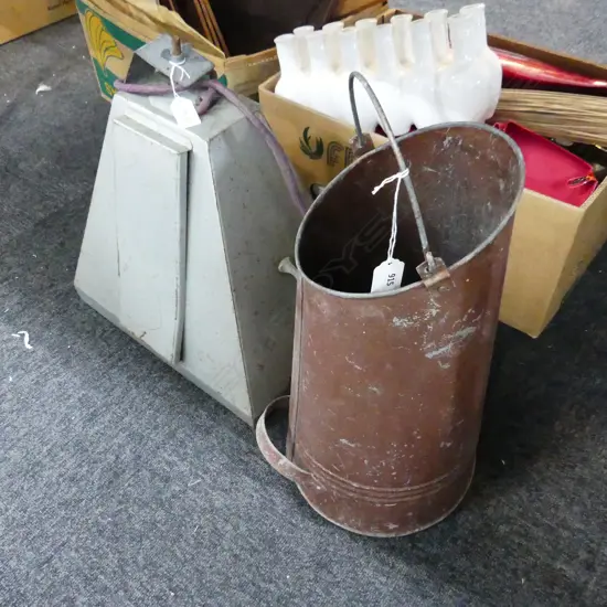 VINTAGE INDUSTRIAL LAMP H.420mm + COAL SKUTTLE H.440mm