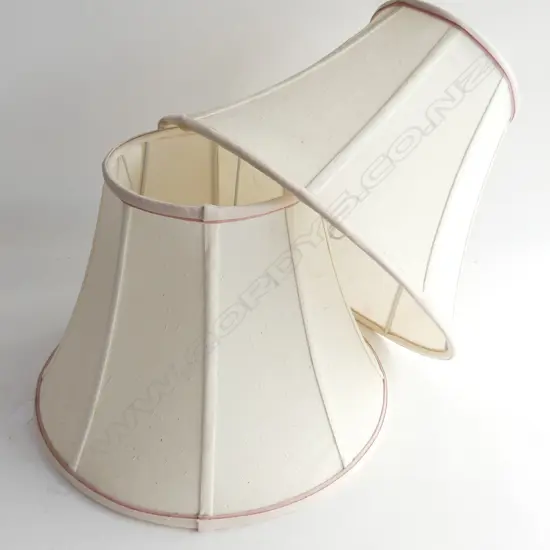 PR LAMP SHADES; CREAM WHITE WITH PINK EDGING H. 310 DIA  410MM