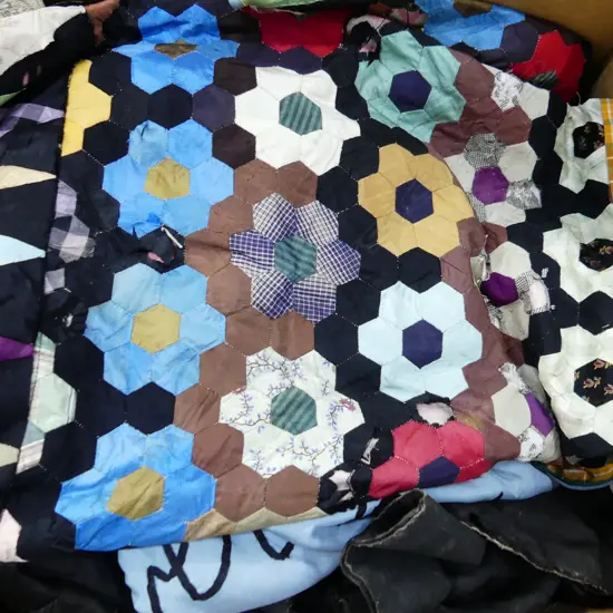 2 LGE ANTIQUE TEXTILE PCES some faults